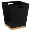 5five Simply Smart Odpadkový kôš Bava, čierna/s drevenými prvkami, 32,5x26,5x26,5 cm
