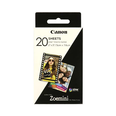 Canon ZINK Photo Paper, foto papier, lesklý, Zero Ink, biely, 5x7,6cm, 2x3", 20 ks, 3214C002,