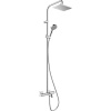 HANSGROHE Vernis Shape Showerpipe nástenný sprchový systém s vaňovým termostatom, horná sprcha 1jet 230 x 170 mm, ručná sprcha 2jet, chróm, 26284000