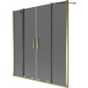 Mexen Velar Duo 2-krídlový posuvný vaňový paraván 140 x 150 cm, grafit, zlatý - 896-140-000-42-50