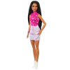 Barbie Fashionista kamarátky štýlová módna bábika - bábika k 65. výročiu v ružovom tope s hviezdami Barbie