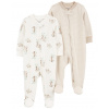 CARTER'S Overal na zips Sleep&Play Khaki Palm Tree/Stripe neutrál 2ks 6m/ veľ. 68