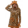 Hnědý a béžový huňatý župan kojící na zip z bambusu zvířecí vzor a TYGR 1Z1533 hnědá XL + První výměna zboží zdarma.