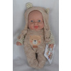 Realistické miminko - holčička - smějící se Maruška v overalu s medvídkem od španělské firmy Marina & Pau (Cookie Jungle - 20 cm)