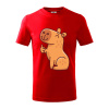 Kapybara s palcom hore - Tričko detské bavlnené - 146 cm/10 rokov ( Červená )