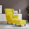 Kreslo wingback s podnožkou horčicovo-žlté zamatové-ForU-3115938
