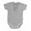 Baby Nellys Dojčenské rebrované body s gombíkmi kr. rukáv, Girl - sivé, veľ. 68 - 74 (6-9m)