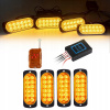 4x OBRYSOVÁ VÝSTRAŽNÁ LAMPA STROBOSKOP 12 LED oranžová 12V