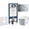 GEBERIT Duofix súprava 5v1 - inštalačný modul, závesná sprchová toaleta Rimless a Softclose WC sedadlo TECEone, tlačidlo Sigma01 Round, 115.770.21.5 (lesklý chróm), 111.300.00.5 NT2