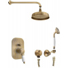 Sapho KIRKÉ WHITE podomítkový sprchový set s pákovou baterií, 2 výstupy, bílá páčka, bronz
