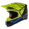 Prilba motokrosová na motocykel ALPINESTARS SUPERTECH S-M8 FACTORY čierna/žltá fluo/modrý lesk 2023 Velikost: XL (obvod 61 - 62 cm)