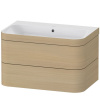 DURAVIT Happy D.2 Plus c-bonded závesná skrinka s nábytkovým umývadlom bez otvoru, 2 zásuvky, 775 x 490 x 480 mm, dub Mediterrane, HP4637N7171