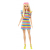Bábika Barbie Fashionistas Pruhované šaty a ortodontický aparát HJR96