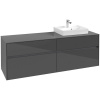 VILLEROY & BOCH Collaro závesná skrinka pod umývadlo na dosku (umývadlo vpravo), 4 zásuvky, 1600 x 500 x 548 mm, Glossy Grey, C07900FP