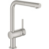 GROHE Minta páková drezová batéria s vyťažiteľnou sprškou s prepínaním, 2jet, výška výtoku 295 mm, Supersteel, 30274DC0