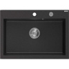 Mexen Elix žulový jednokomorový drez 700 x 500 mm, čierny/strieborný metalický, sifón chróm - 6526701005-73