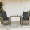 3dílný bistro set s poduškami šedý polyratan Šedá 3276735