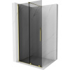 Mexen Velar, sprchová zástena s posuvnými dverami Walk-in 100 x 200 cm, 8mm šedé sklo, zlatá lesklá, 871-100-000-43-50
