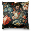 Soovi Home Obliečka na vankúš Baroque Bloom – bohatý kvetinový vzor v teplých farbách na tmavom podklade Veľkosť: 40x40 velúr