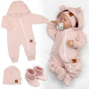 Rastúci teplákový overal pre bábätko, čiapky, topánky, 3D, Nature - ružová 80-86 (12-18m)