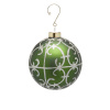 Vianočná sklenená ozdoba zelená s flitrami, 10 cm