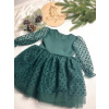 Dievčenské šaty - Šaty sa rozšírili na kolennú kaju veľkosti 98 (Kaya Green Tulle Dress Veľkosť 98)