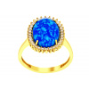 Zlatý dámsky prsteň s modrým opálom