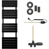 CERANO - Kúpeľňový radiátorový set Claude - kombinované vykurovanie, termo tyč - bočné jednobodové pripojenie - 866W - čierna matná - 1600x500 mm