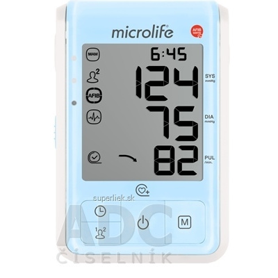 MICROLIFE TLAKOMER DIGITÁLNY BP B6 FAVOURITE automatický na rameno, AFIB sens, modrý, 1x1 ks, 4719003344870