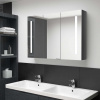 vidaXL LED kúpeľňová zrkadlová skrinka 89x14x62 cm žiarivá sivá - Sivá - 69713-24511