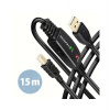 AXAGON ADR-215B, USB 2.0 A-M - B-M aktivní propojovací / repeater kabel, 15m (ADR-215B)