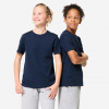 DOMYOS Detské bavlnené tričko unisex na cvičenie tmavomodré 14-15 r (161-172 cm)