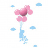 EUlight Detské nástenné svietidlo Balloons, 1x ružové plastové tienidlo, bl