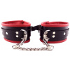 ROUGE Leather Padded Ankle Cuffs Black on Red