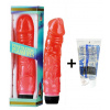 s3058 Želatínový vibrátor + lubrikačný gel aqua glide + batérie