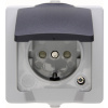 Kopp 107856005 spínání ve vlhkých místnostech zásuvka s ochranným kontaktem se sklopným víkem Nautic šedá 1 ks