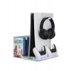 Canyon CS-51, multifiukčný stojan pre PS5 Slim, s chladením, nabíjanie 2 x gamepad, čierny CND-CSPS5W-1