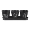 Kovový květináč bylinky s podtáckem Orion BLACK pr. 11cm 3 ks