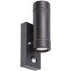 Nástenná lampa Rabalux - Vonkajšie nástenné svietidlo so senzorom 2xGU10/10W/230V Čierna IP44 (91846)