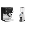 Rancilio Silvia E, black + Eureka Atom Specialty 75, white