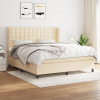 vidaXL Posteľný rám boxspring s matracom krémový 160x200 cm látka - Krémová - 69060-23870