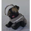 Černo-hnědý pejsek v pleteném overalu od RosaToys (BLACK DOG 23 CM )