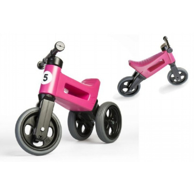 Teddies FUNNY WHEELS Rider Sport Ružová 2v1, výška sedadla 28/30cm nosnosť 25kg 18m+ v taške