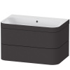 DURAVIT Happy D.2 Plus c-bonded závesná skrinka s nábytkovým umývadlom bez otvoru, 2 zásuvky, 775 x 490 x 480 mm, grafit super matná, HP4637N8080
