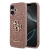 Guess PU Fixed Glitter 4G Metal Logo zadný kryt pre iPhone 17 Pink