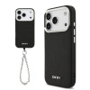 DKNY PU Leather Metal Logo Wrist Chain MagSafe zadný kryt pre iPhone 17 Pro Black