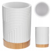 KÚPEĽŇOVÝ POHÁR NA KEFA NA ZUBY BIELY ZÁSOBNÍK ORGANIZÉR S BAMBUSOM OKRÚHLY