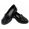 WOJTYŁKO MOKASÍNY POLTOPÁNKY LAKOVANÉ ČIERNE BROKÁT SO STRAPCAMI VEĽ. 36, VNÚTORNÁ DĹŽKA 23,50 CM