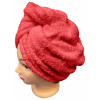 Top textil Rychleschnoucí froté turban na vlasy, červený