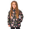 ESITO Detská jarná softshellová bunda DUO Spring flowers - čierna Veľ. 98